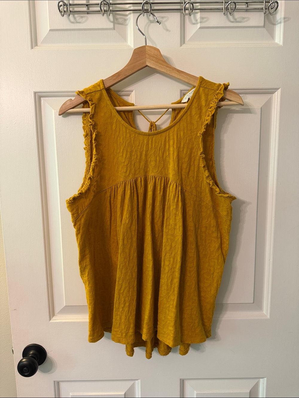 Lucky Brand Mustard Ruffle-Trim Tank Top